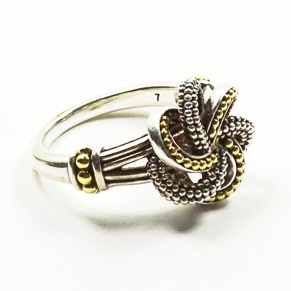 LAGOS Beautiful Sterling & 18K  Yellow Gold Love Knot Ring Size 7 - Picture 9 of 12